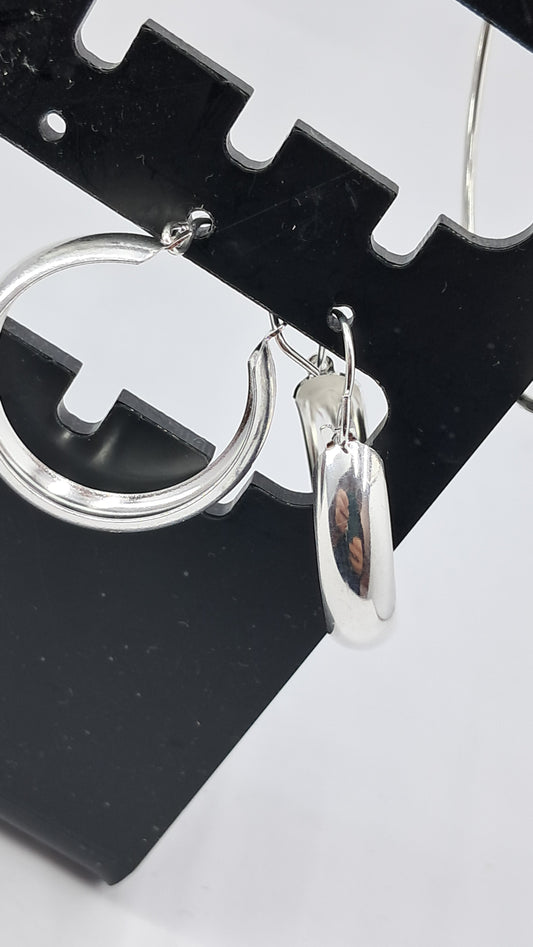 Argollas Luna Llena con Charm - Plata 925