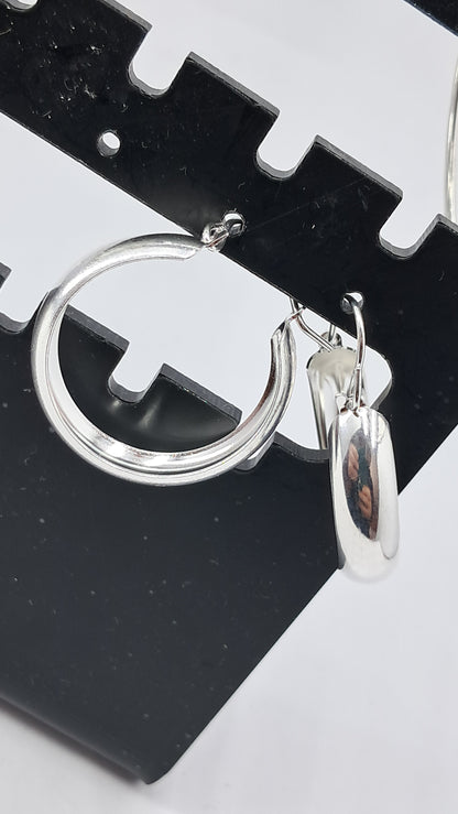 Argollas Luna Llena con Charm - Plata 925