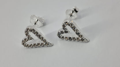 Studs Doble Corazón Pavé - Plata 925