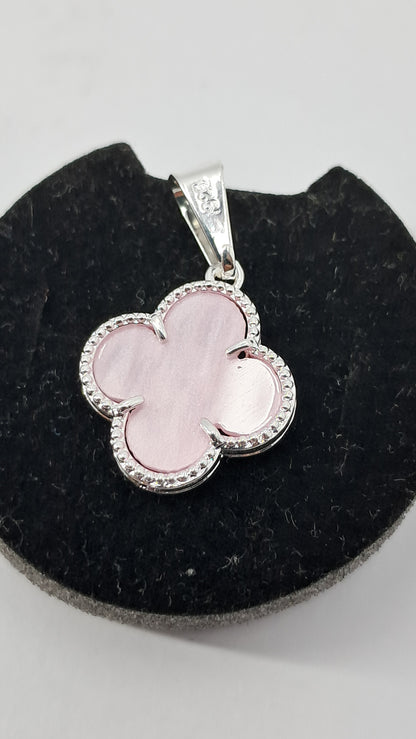 Dije Flor Rosa Nácar – Plata 925 (20 y 24 mm)