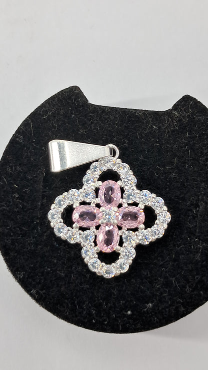 Dije Trébol Rosa Deluxe - Plata 925