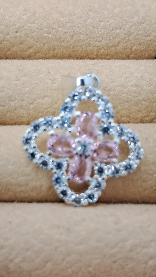 Dije Trébol Rosa Deluxe - Plata 925