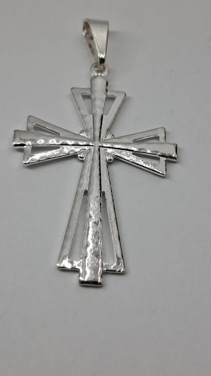 Dije Cruz Geométrica en Plata 925 – 46 mm