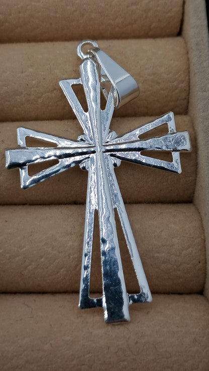 Dije Cruz Geométrica en Plata 925 – 46 mm