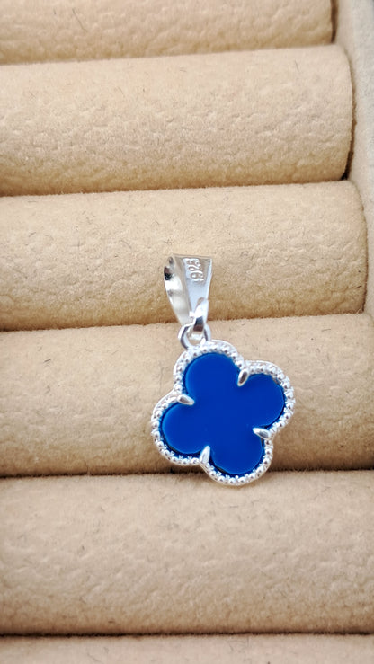 Dije Cuatro Hojas Azul – Plata 925 (19 mm)