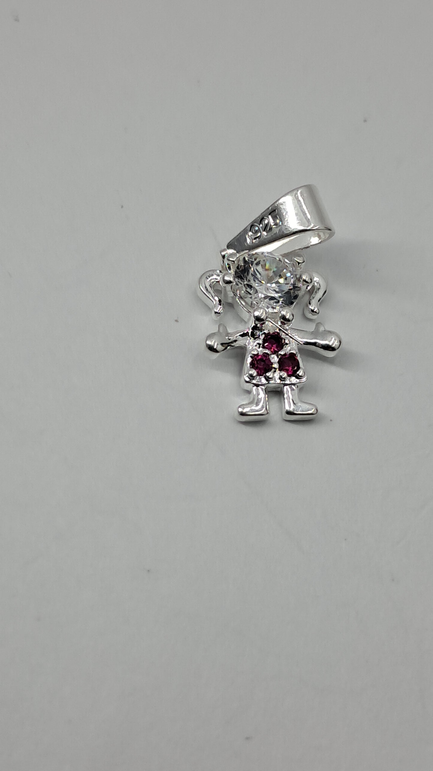 Dije Niña Brillito Rosa – Plata 925 (17 mm)