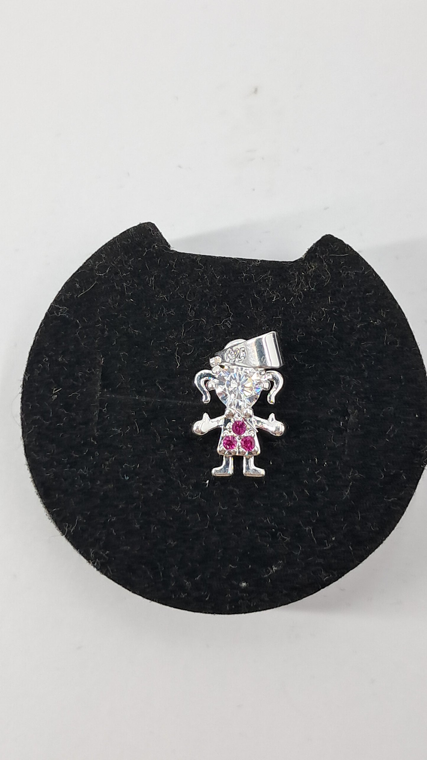 Dije Niña Brillito Rosa – Plata 925 (17 mm)