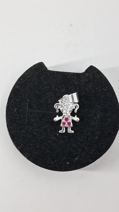 Dije Niña Brillito Rosa – Plata 925 (17 mm)