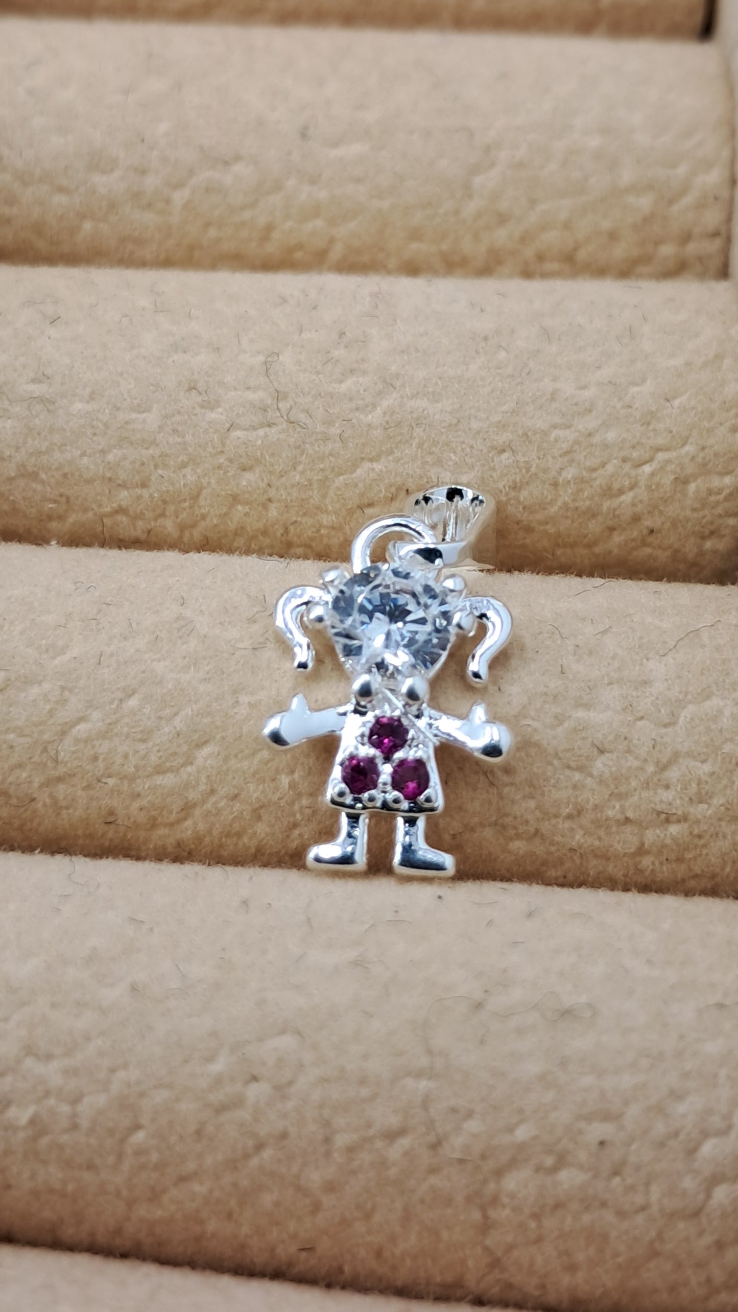 Dije Niña Brillito Rosa – Plata 925 (17 mm)