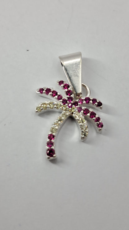 Dije Palma Brillante Fucsia – Plata 925 (23 mm)