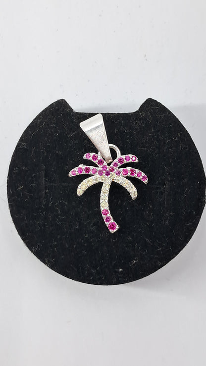 Dije Palma Brillante Fucsia – Plata 925 (23 mm)