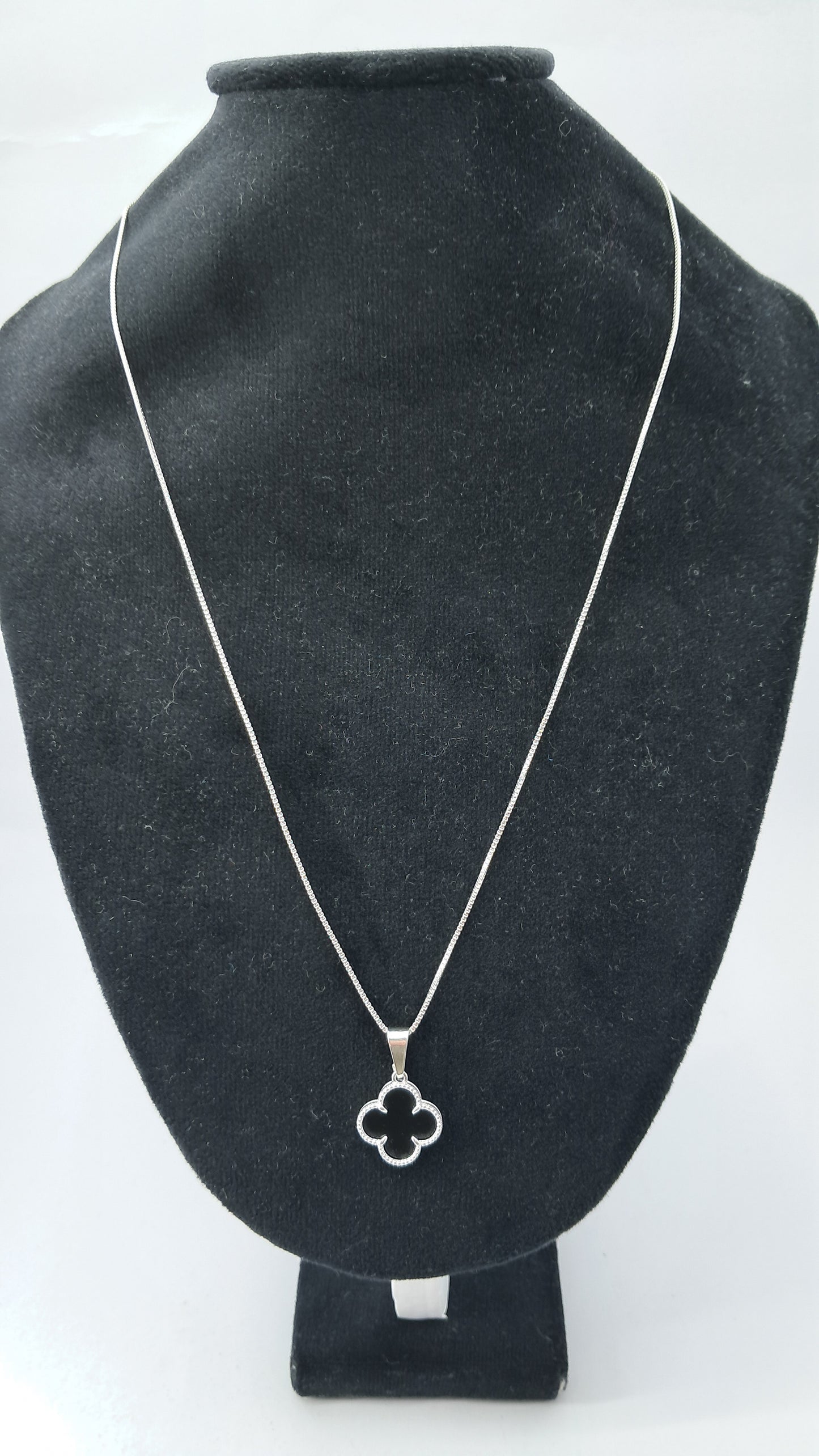 Collar Trébol Noir Negro Plata 925 – 54 cm