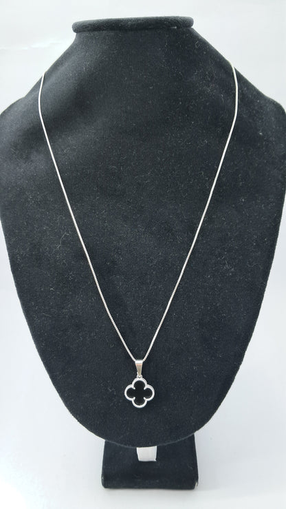 Collar Trébol Noir Negro Plata 925 – 54 cm