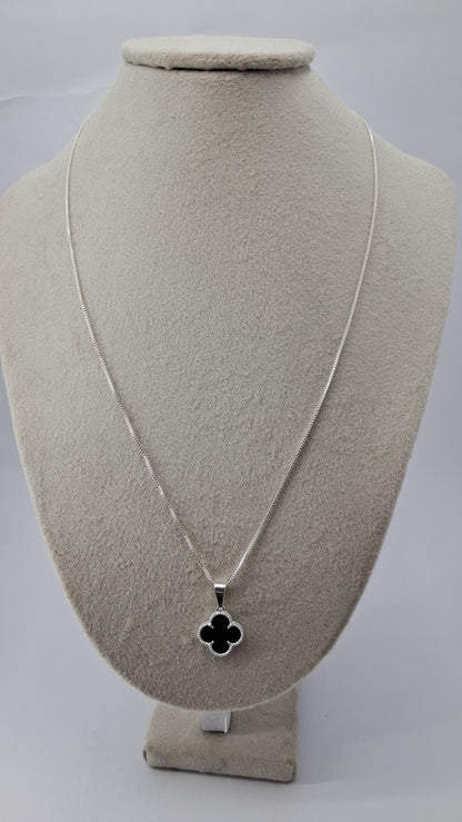Collar Trébol Noir Negro Plata 925 – 54 cm