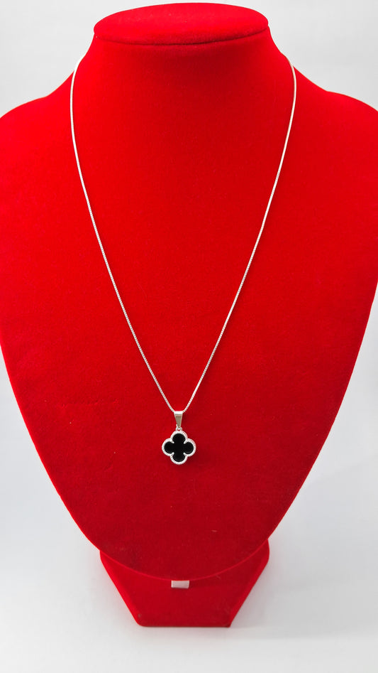 Collar Trébol Noir Negro Plata 925 – 54 cm
