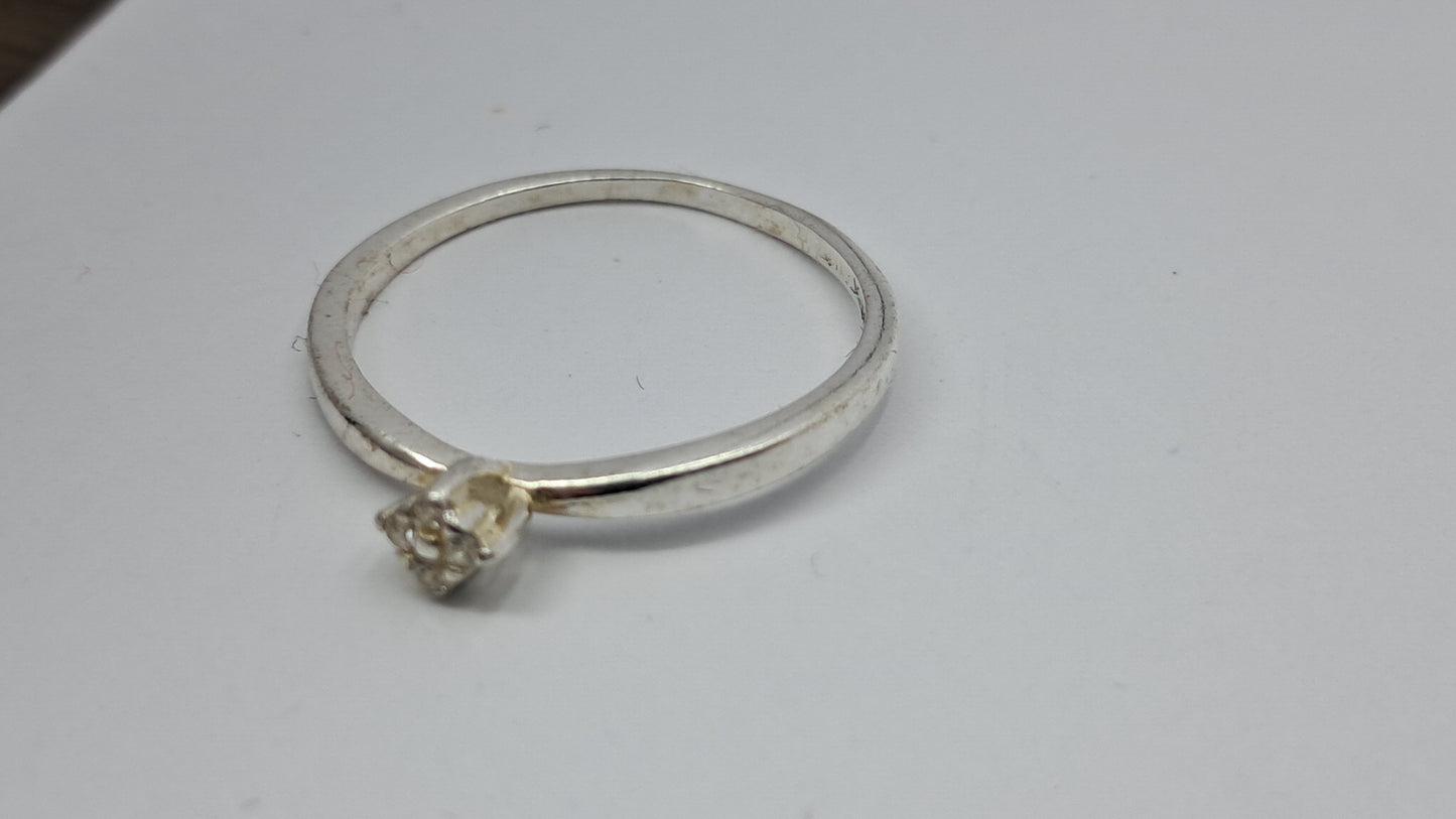 Anillo Solitario Brillante Delicado - Plata 925