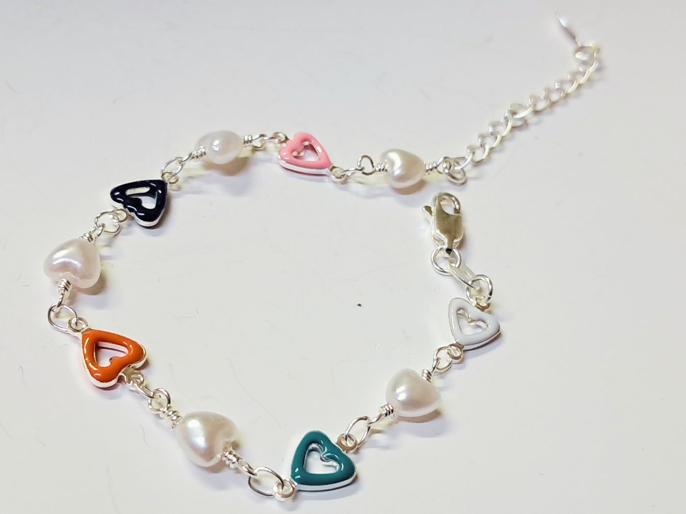 Pulsera Corazones Multicolor con Perlas