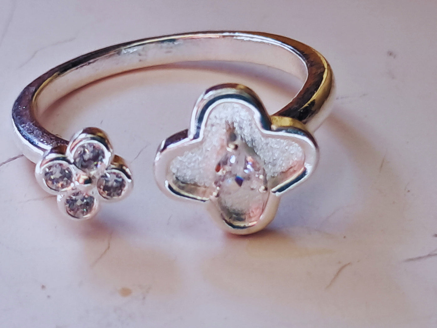 Anillo Flor Dual Plata 925