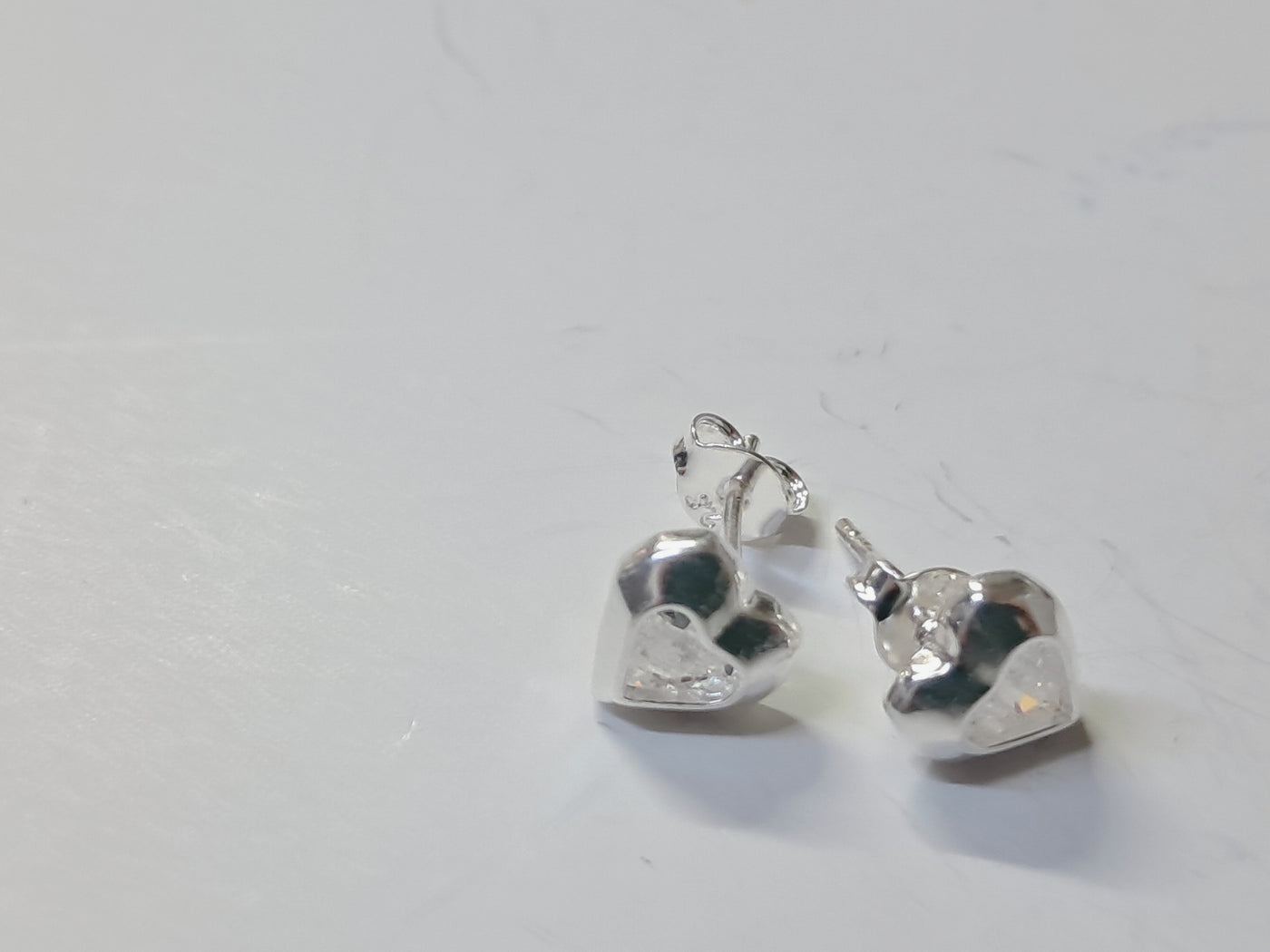 Aros Corazón Facetado Plata 925