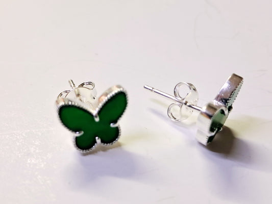 Mariposa Verde Esmaltada en Plata 925