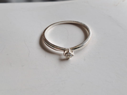 Anillo Plata Solitario con Circonita