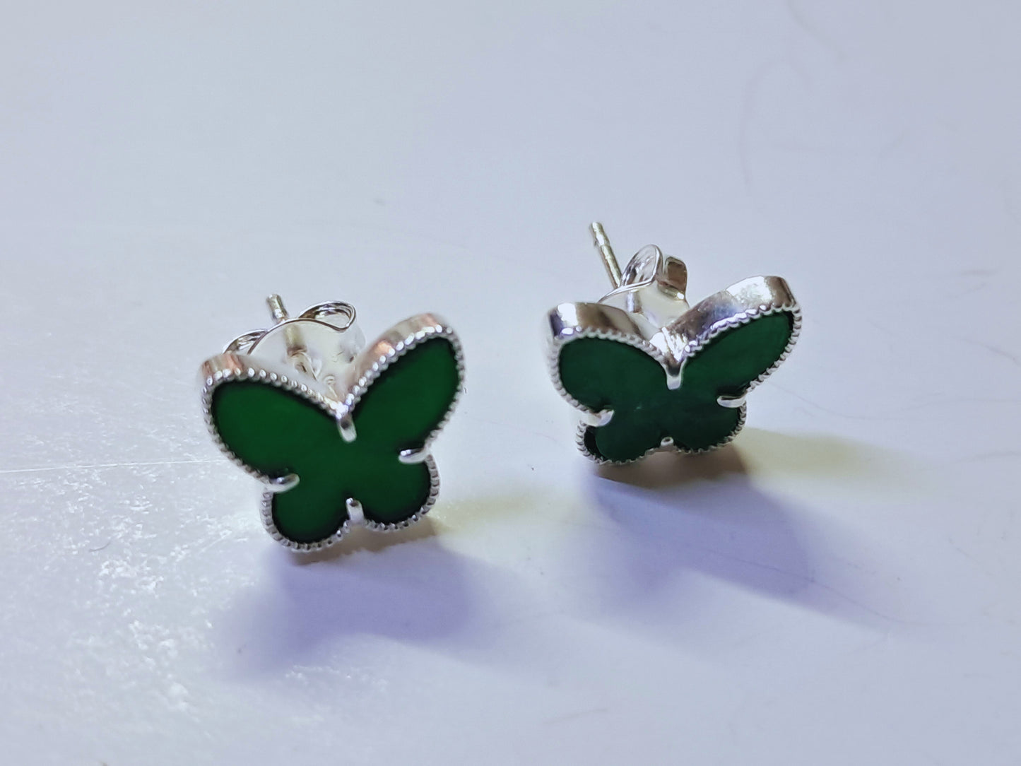 Mariposa Verde Esmaltada en Plata 925