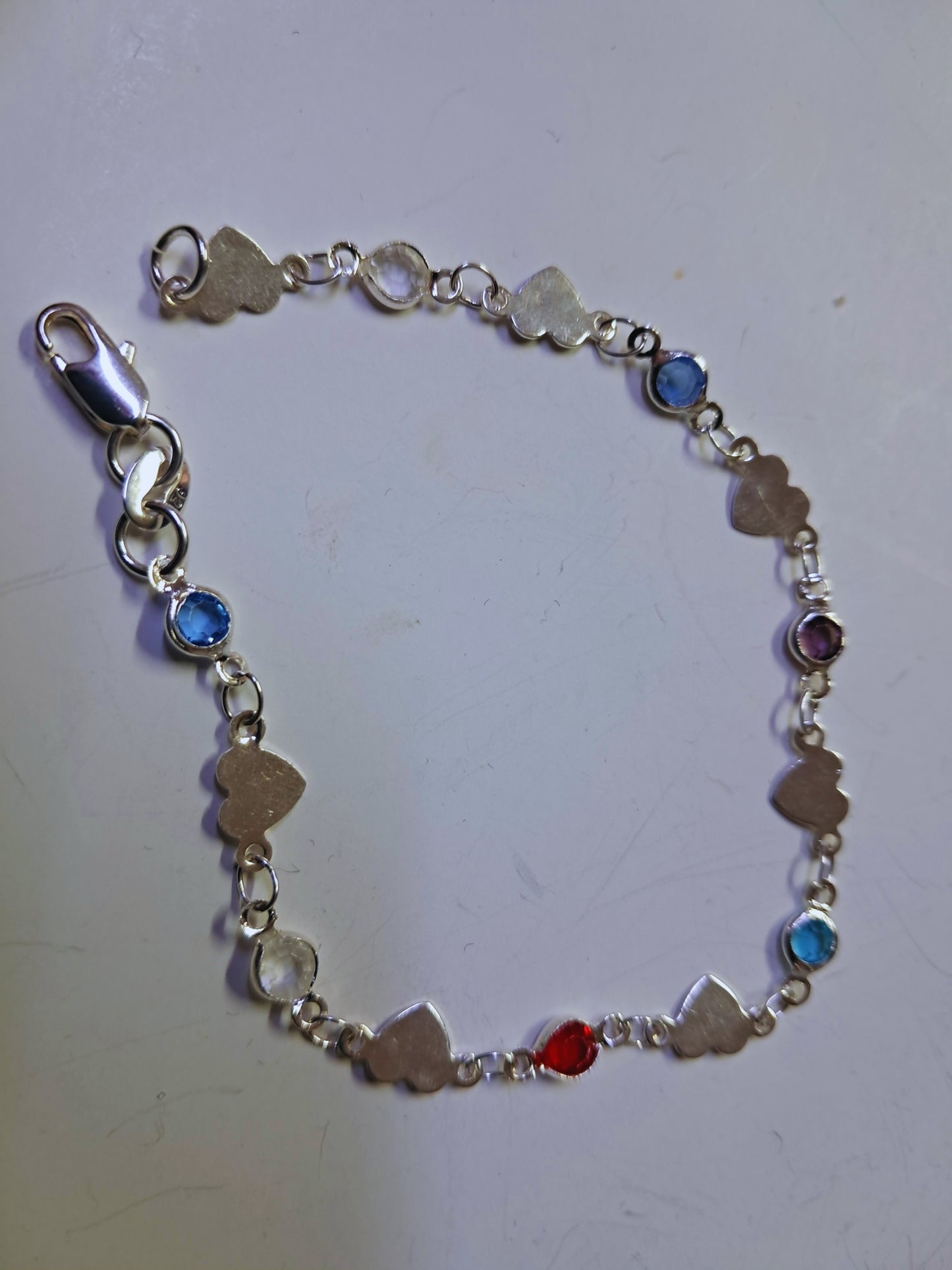 Pulsera Corazones Multicolor en Plata 925