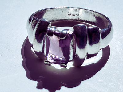 Anillo Plata 925 con Amatista Cuadrada