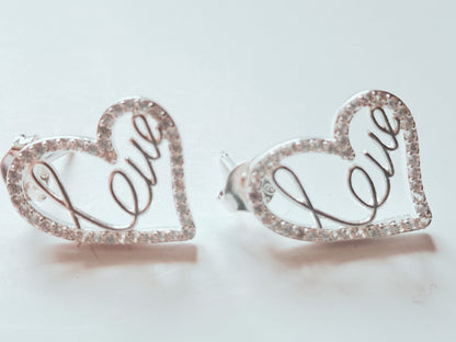 Aros Corazón "Love" con Circones en Plata 925 – 1.8 g