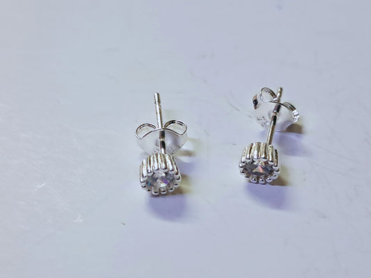 Aros Botón con Circonia en Plata 925
