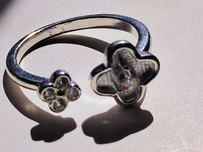 Anillo Flor Dual Plata 925