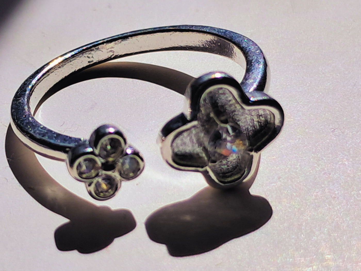 Anillo Flor Dual Plata 925