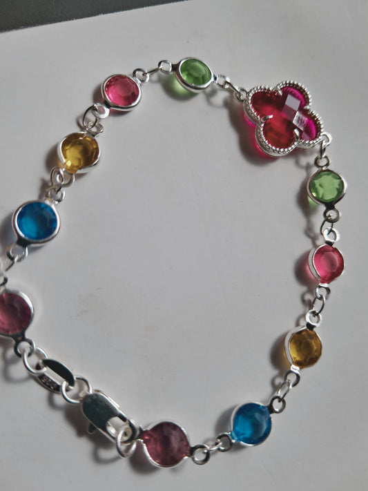 Pulsera Trébol Multicolor Mujer Plata 925 – 20 cm