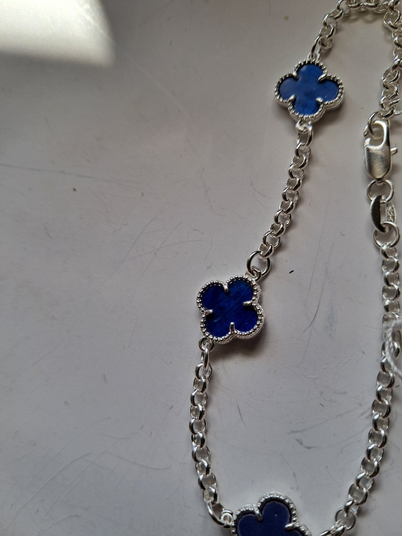 Pulsera Trébol Azul en Plata 925