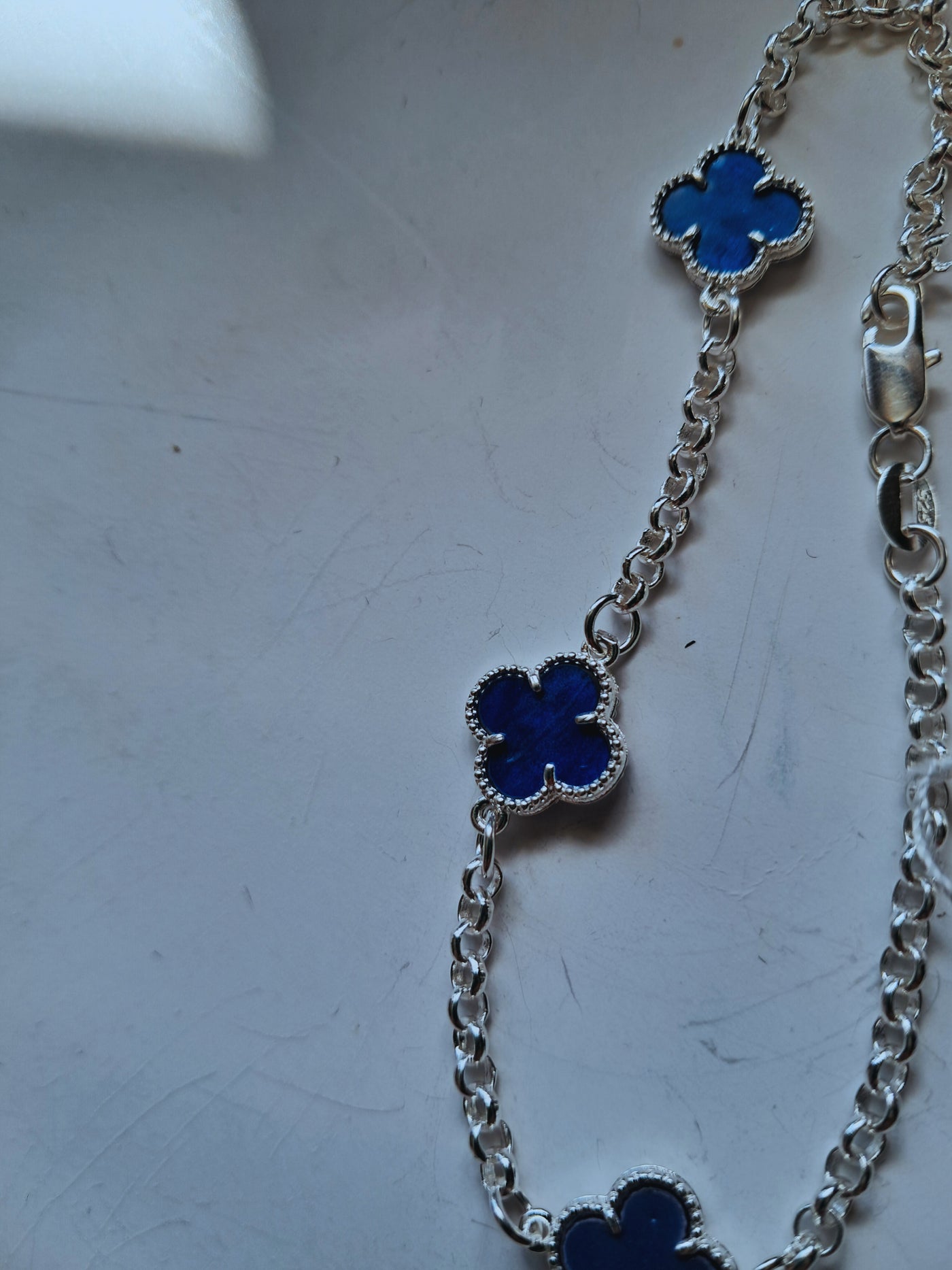 Pulsera Trébol Azul en Plata 925