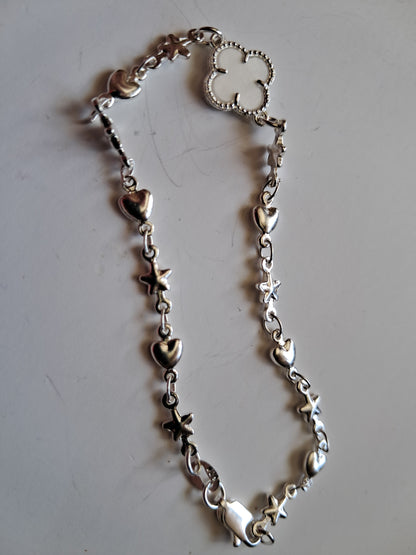 Pulsera Corazones y Estrellas en Plata 925