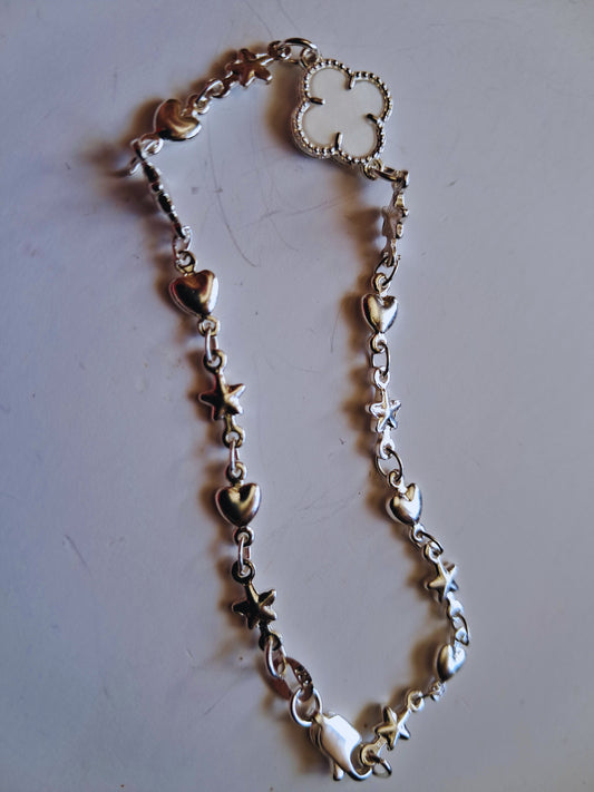 Pulsera Corazones y Estrellas en Plata 925