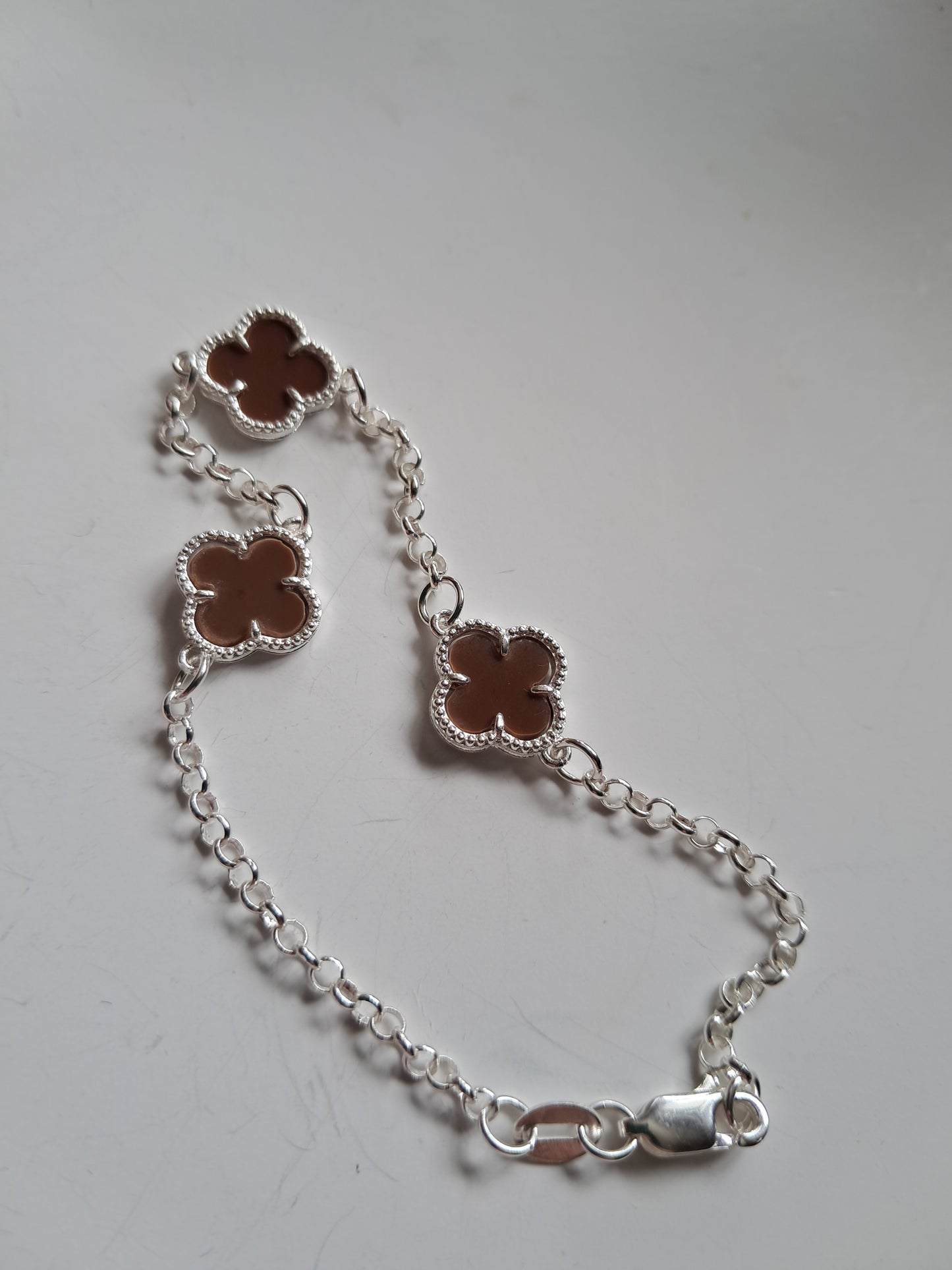 Pulsera de mujer trébol marrón en plata 925 – 20 cm