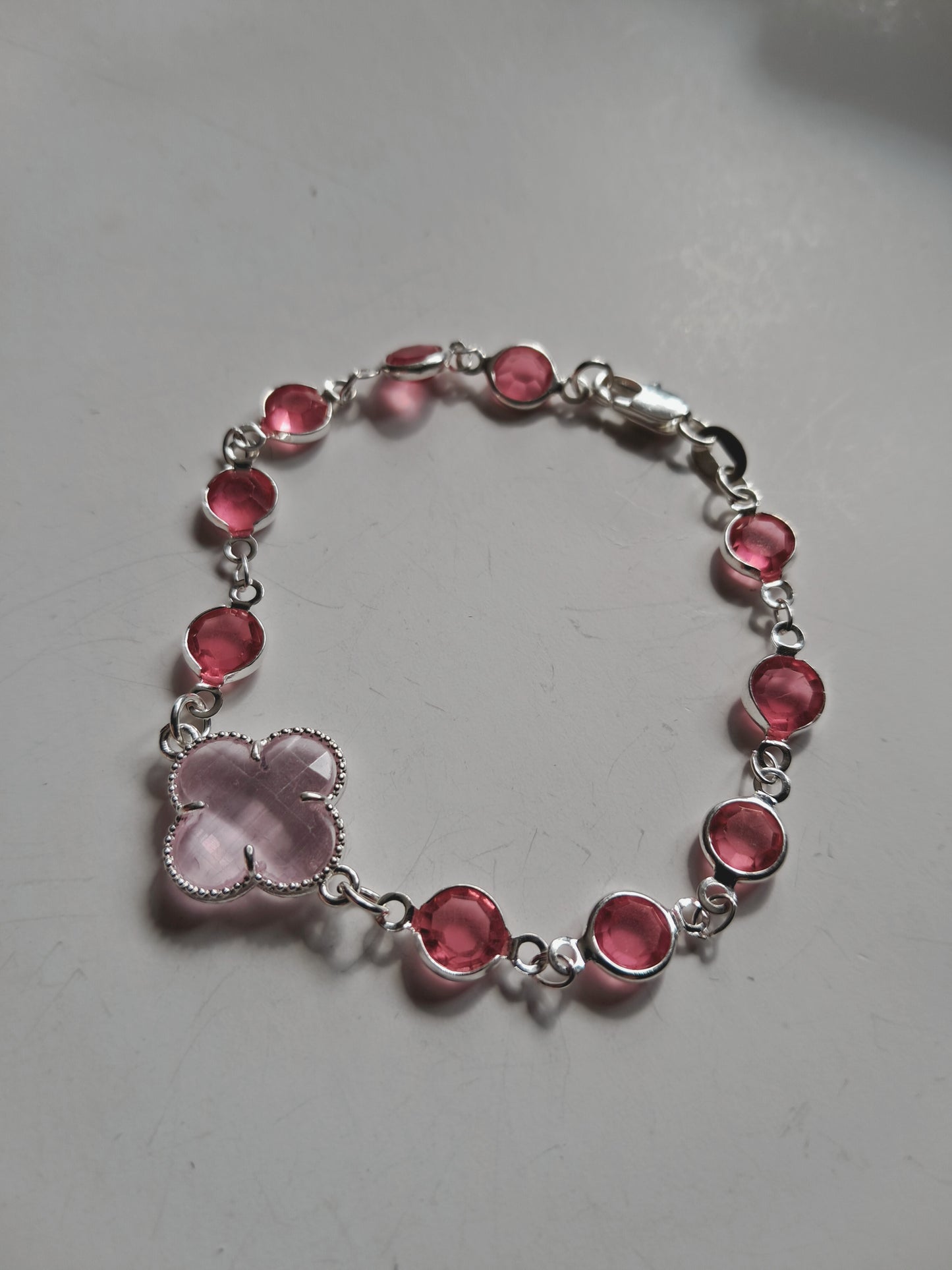 Pulsera de Mujer en Plata 925 con Cuarzo Rosa