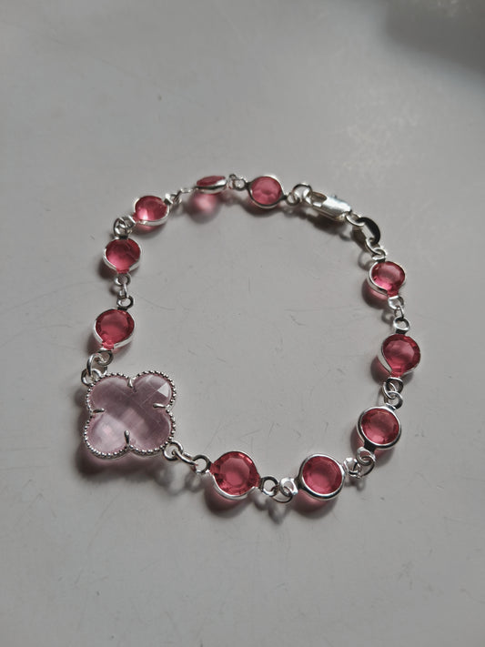 Pulsera de Mujer en Plata 925 con Cuarzo Rosa