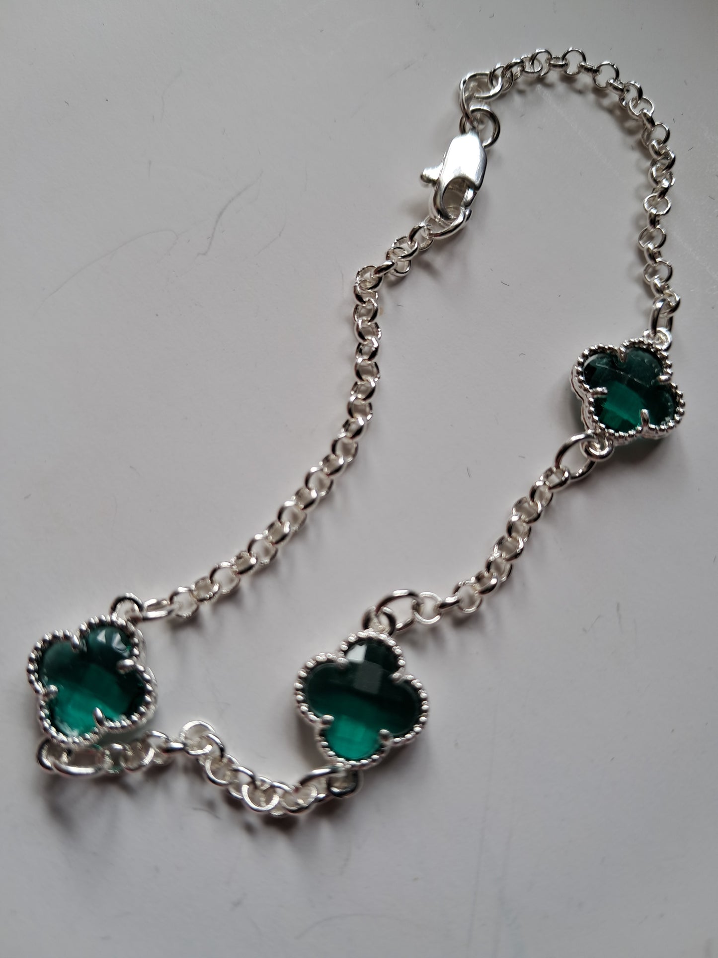 Pulsera Trébol Verde en Plata 925
