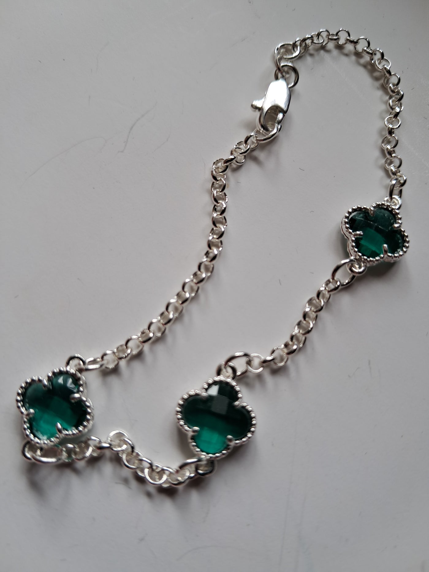 Pulsera Trébol Verde en Plata 925